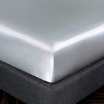 satin silk fitted sheet silver