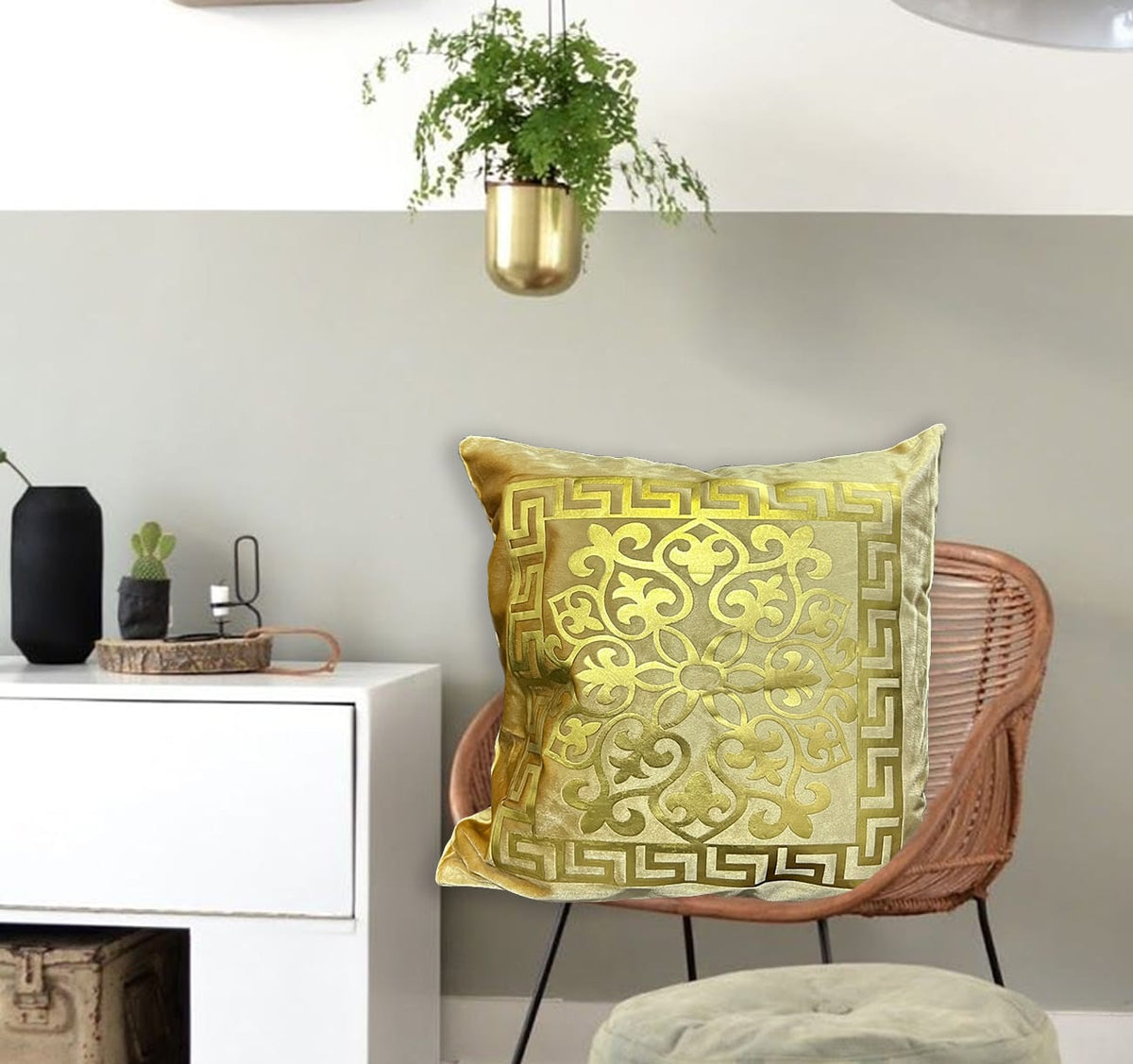 velvet premium cushion cover golden cushion cover.
