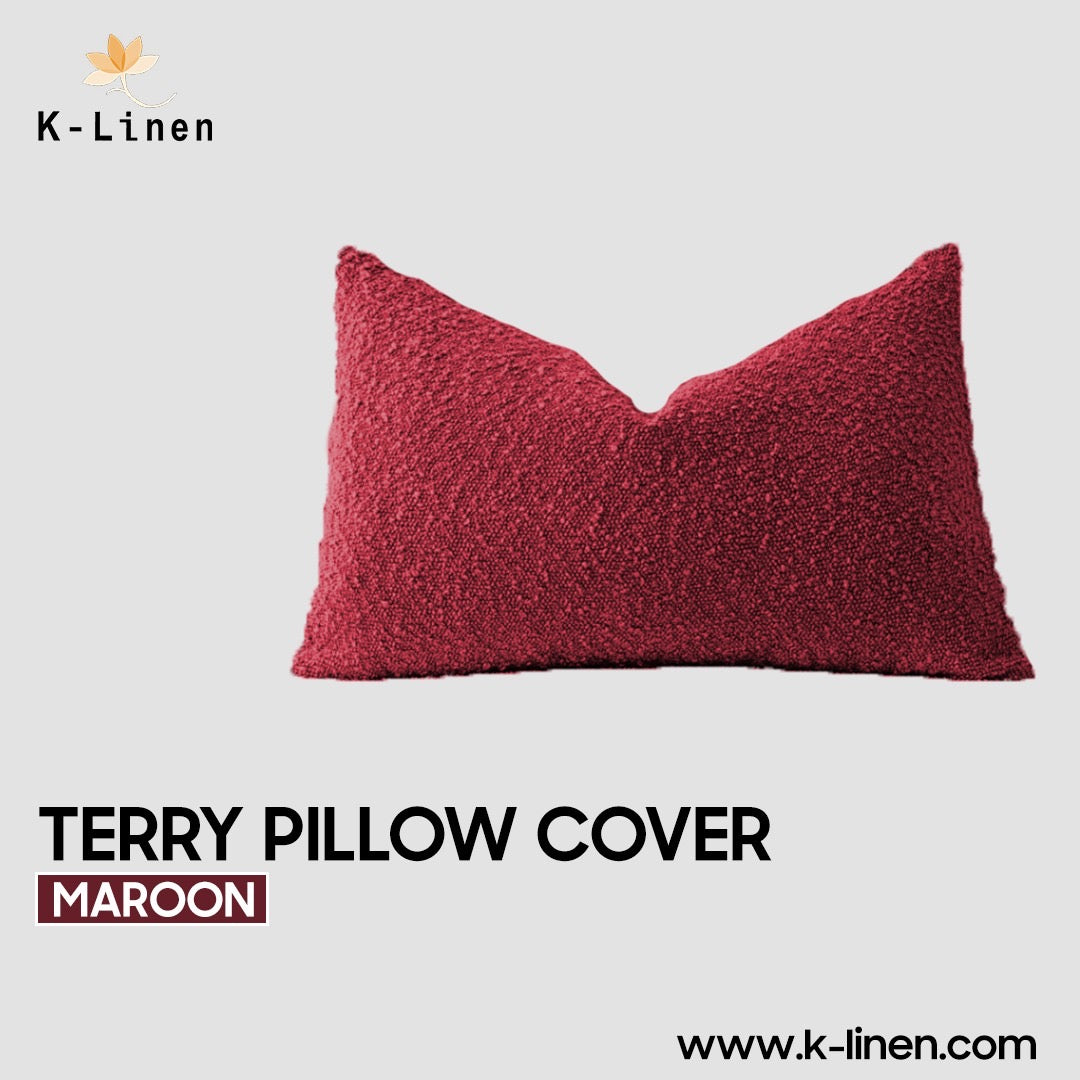 Pair of Terry Pillow Cover - Maroon