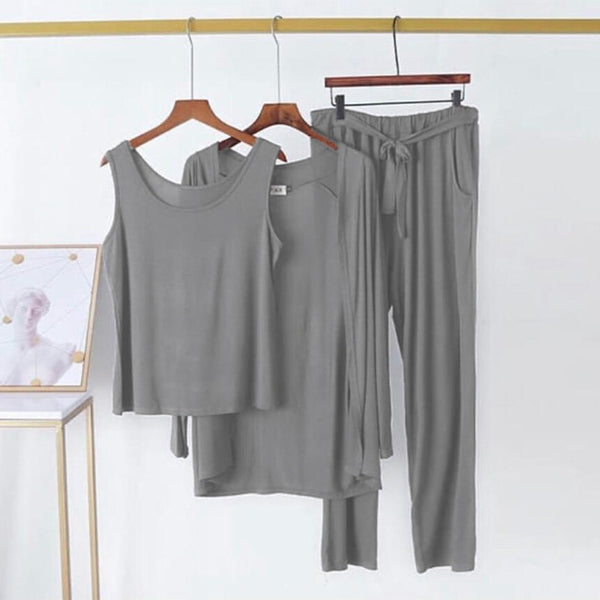 Women Jersey Suit 3 Pcs - Grey