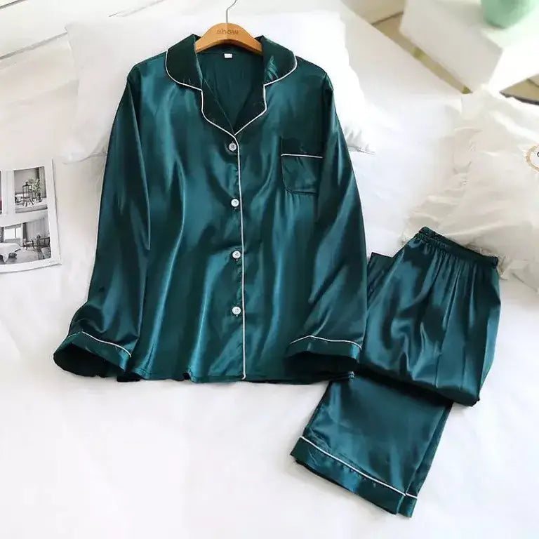 silk loungewear suit emerald green suit.