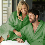 set of 2 velour bathrobes green