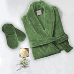 set of 2 velour bathrobes green