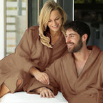 set of 2 velour bathrobes brown