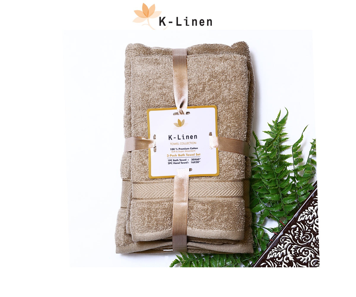 superior 3 piece towel set beige towel.