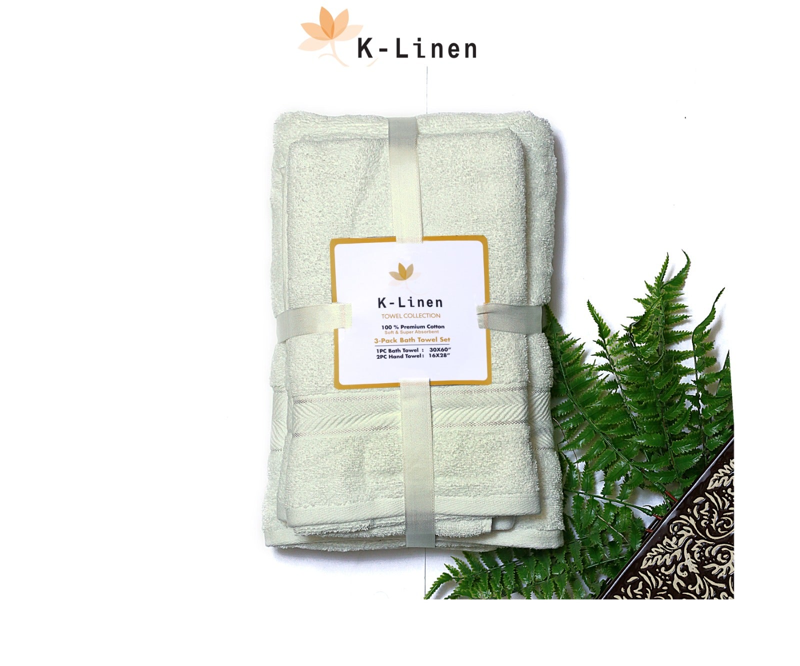 Superior 3 Piece Towel Set - White