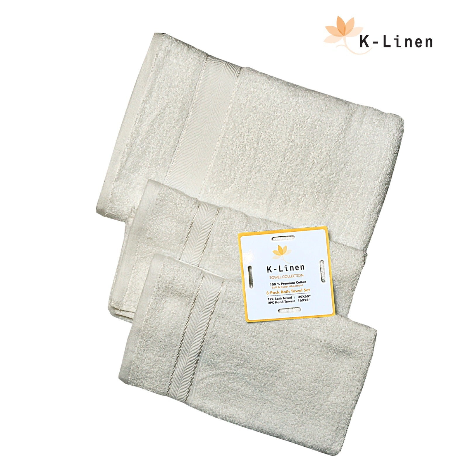 Superior 3 Piece Towel Set - White