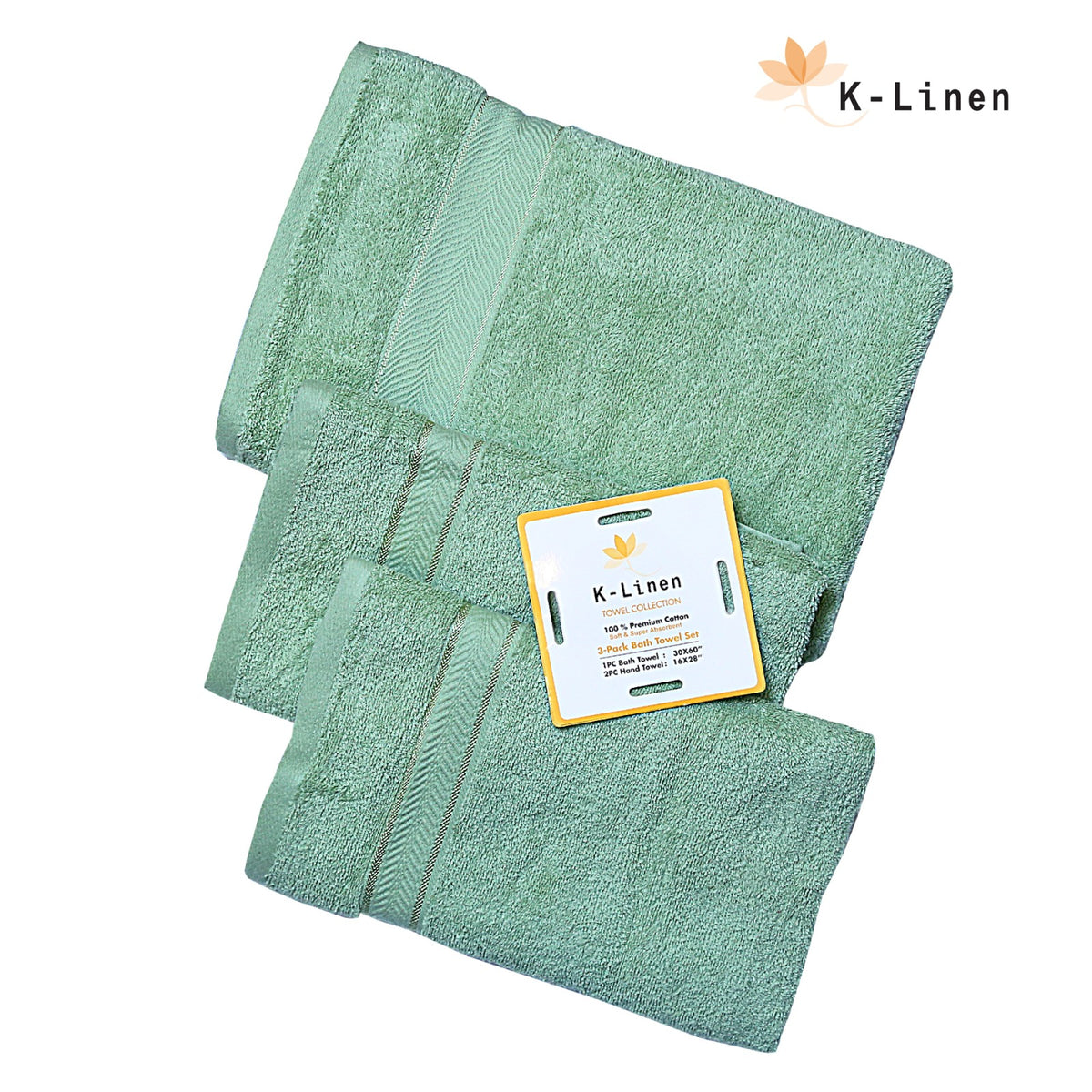 superior 3 piece towel set emerlad green towel.