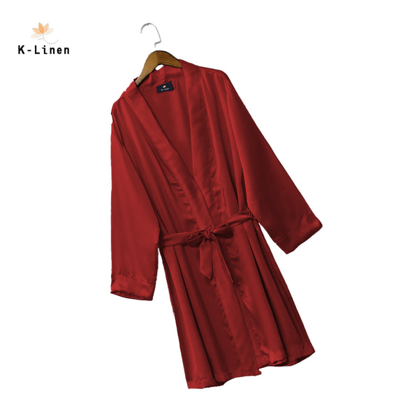 Satin Bath Gown - Red