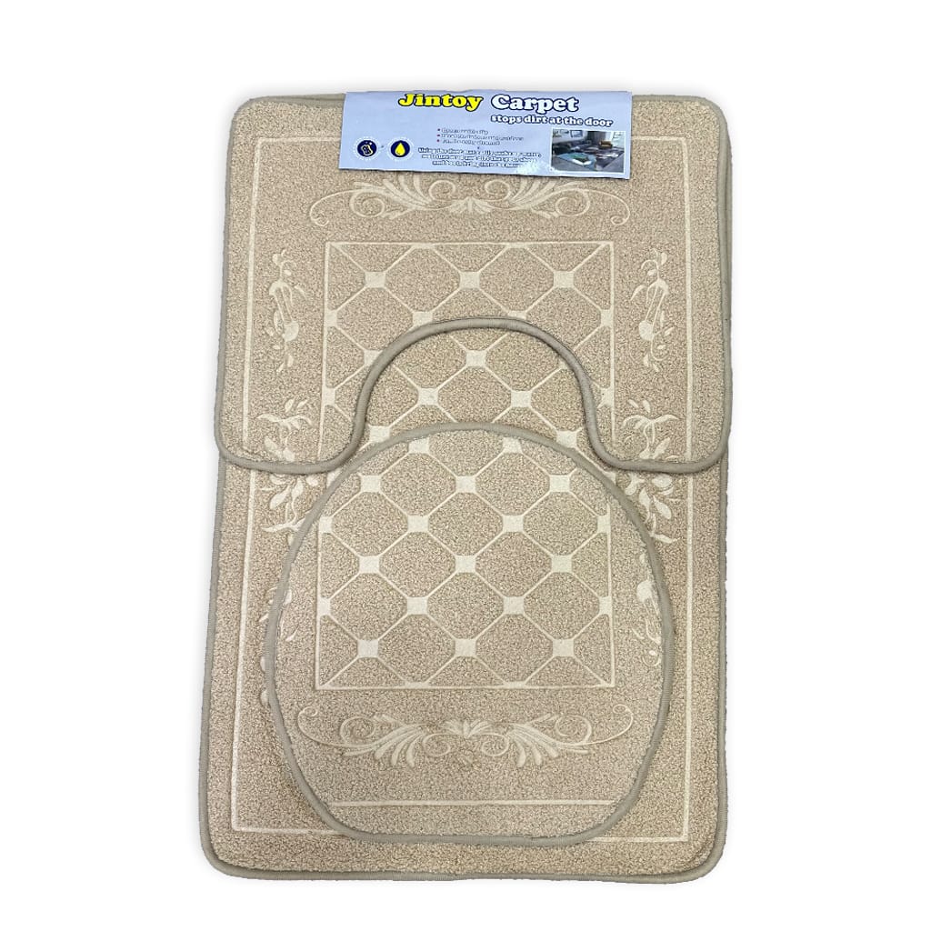 3 pcs bath matt set beige bath mat set.