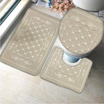 3 pcs bath matt set beige bath mat set.