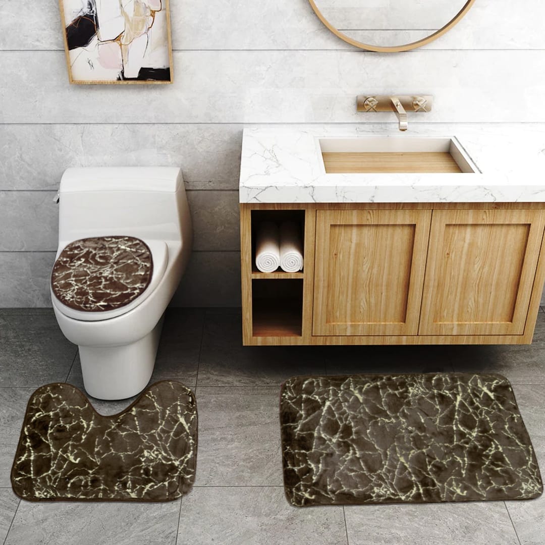 3 pcs bath set brown bath set.