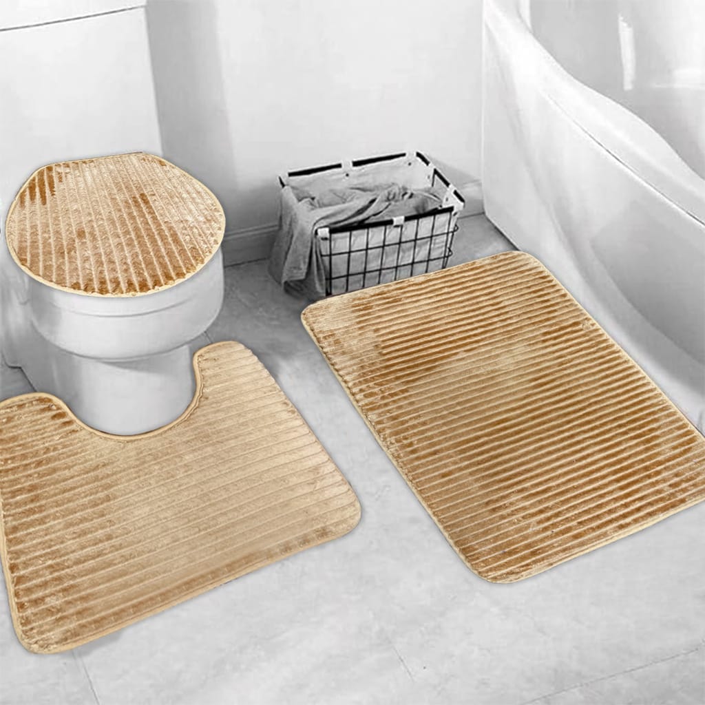 3 pcs bath matt set camel bath mat set.