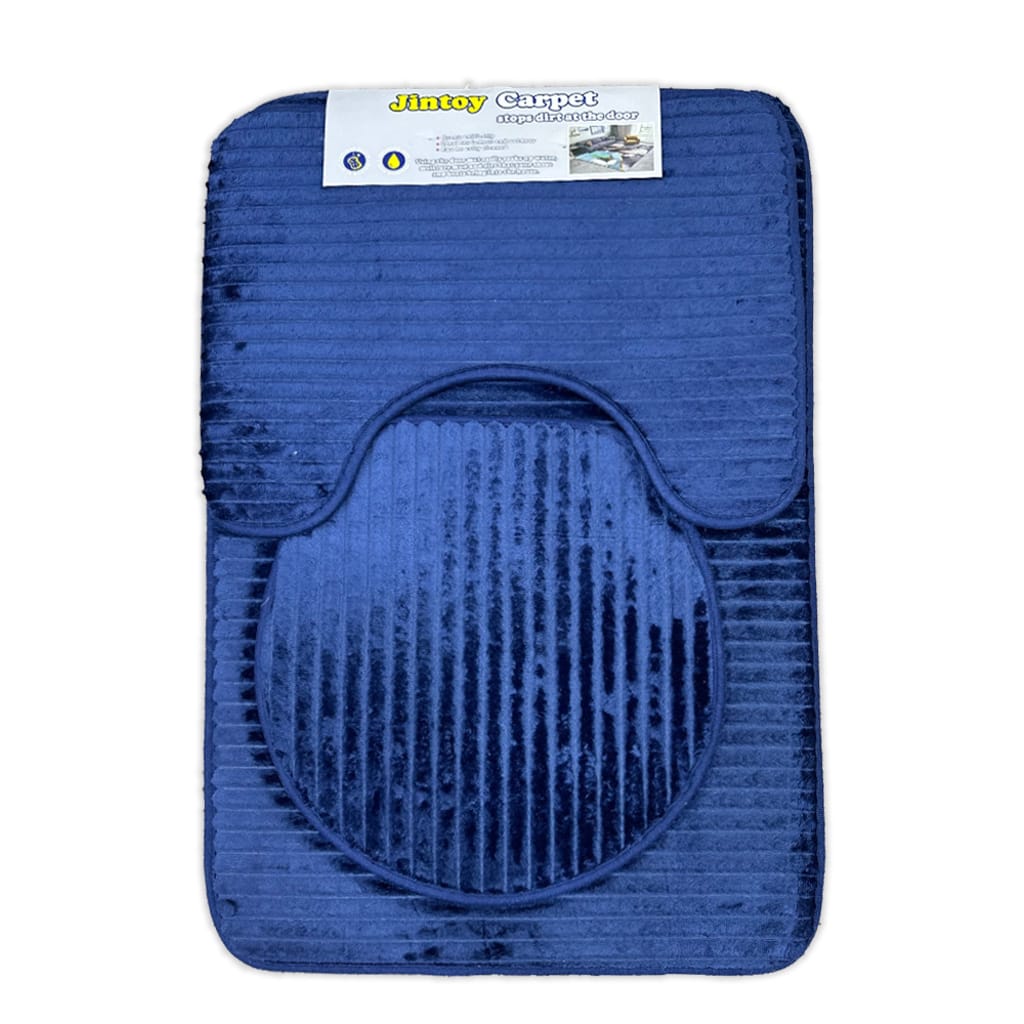 3 pcs bath matt set navy blue bath mat set.