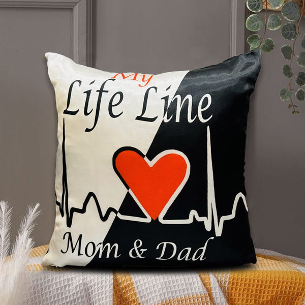 Digital Printed Silk Cushion Cover - Life line - Pack Of Two