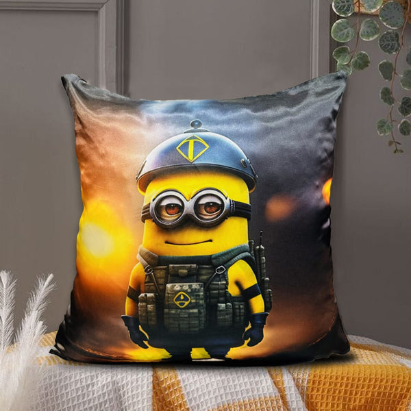 Digital Printed Silk Cushion Cover - Minionish - Pack Of Two