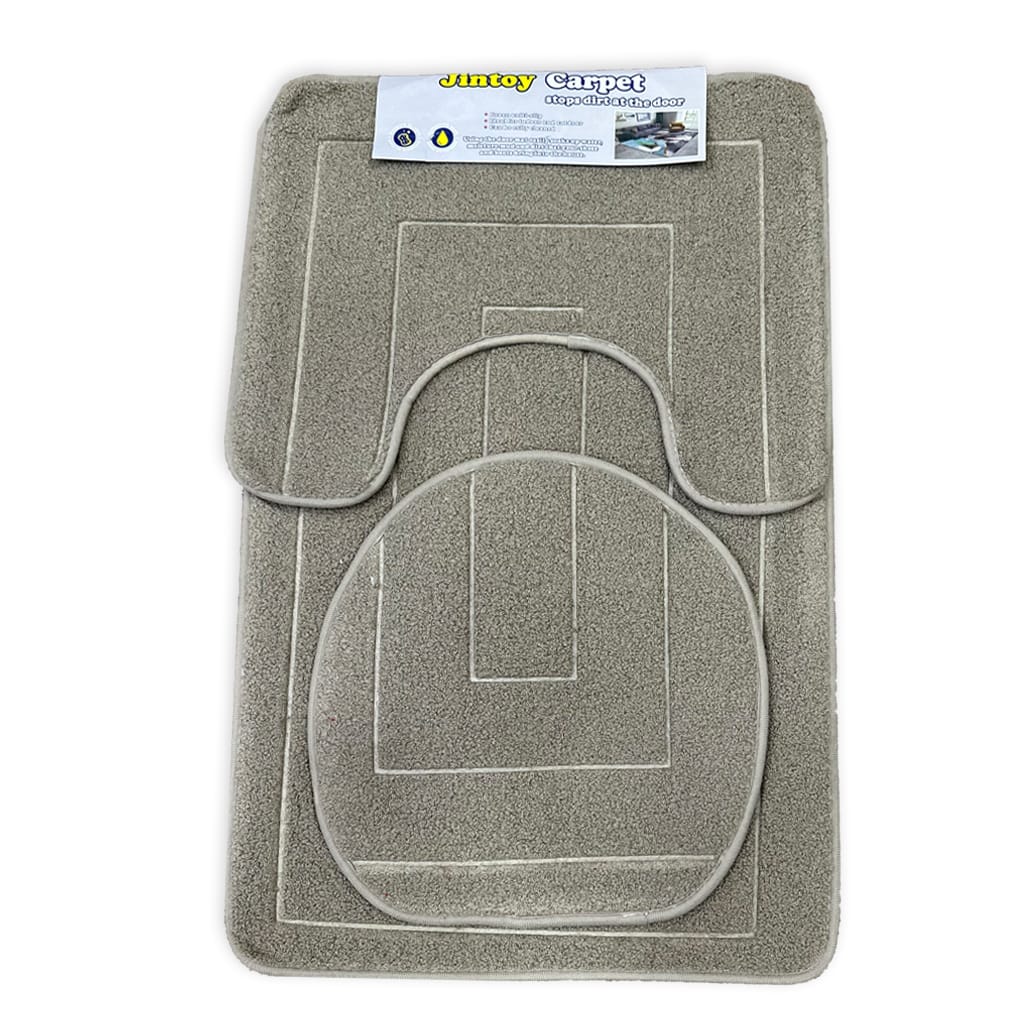 3 pcs bath matt set dark grey tile bath mat set.