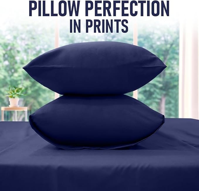 Navy Blue Dyed Solid Bed Sheet Set