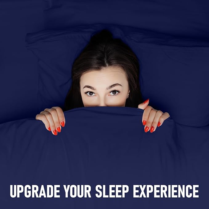 Navy Blue Dyed Solid Bed Sheet Set