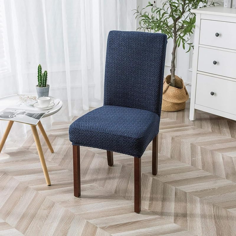 stripe jacquard chair covers navy blue