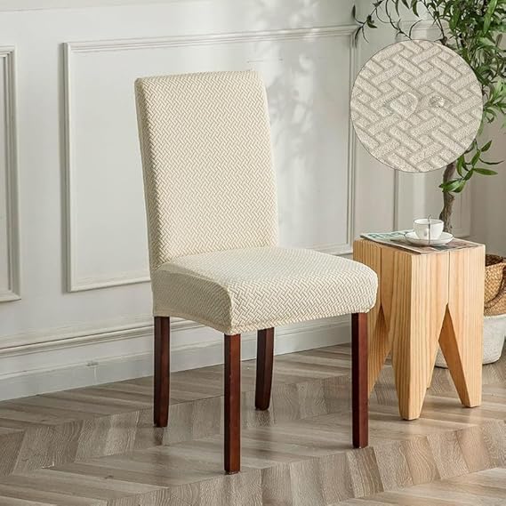 Stripe Jacquard Chair Covers  - Beige