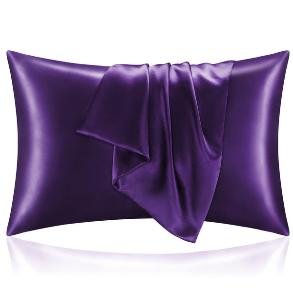 Pair of Satin Pillow Cover - Deep Purple