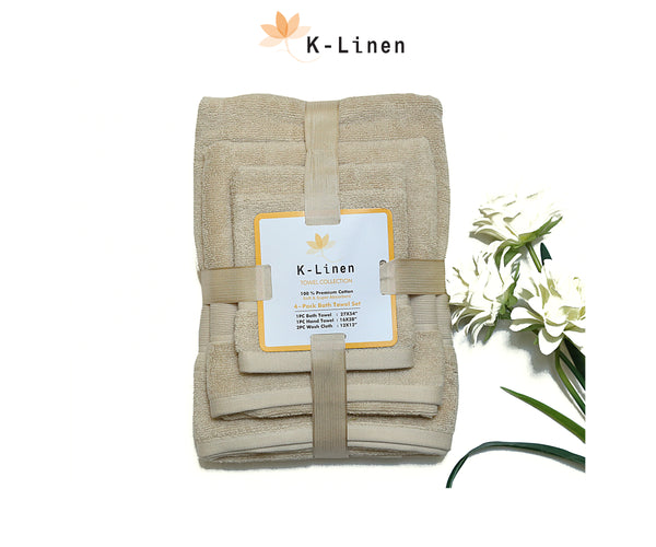 K-Linen Towel Set 4 Pcs - Beige