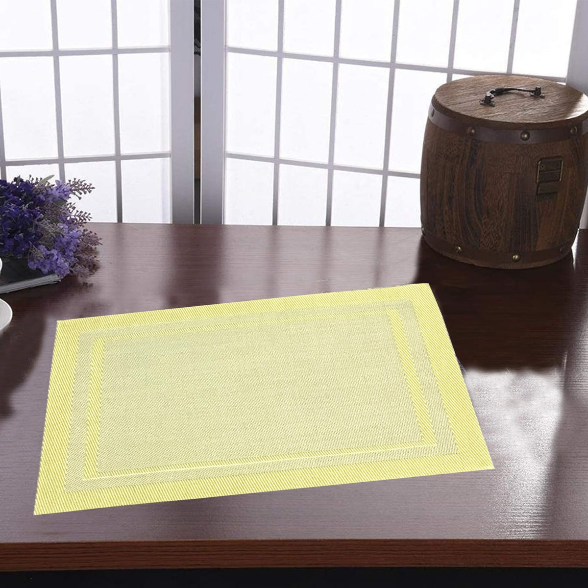 6 piece table matt yellow dining table mat set.
