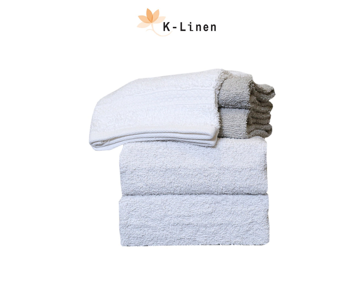 towel set 6 pcs white grey towel.