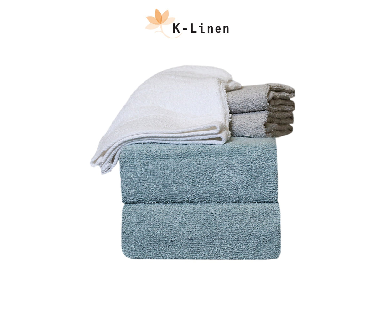 towel set 6 pcs aqua grey blue towel.