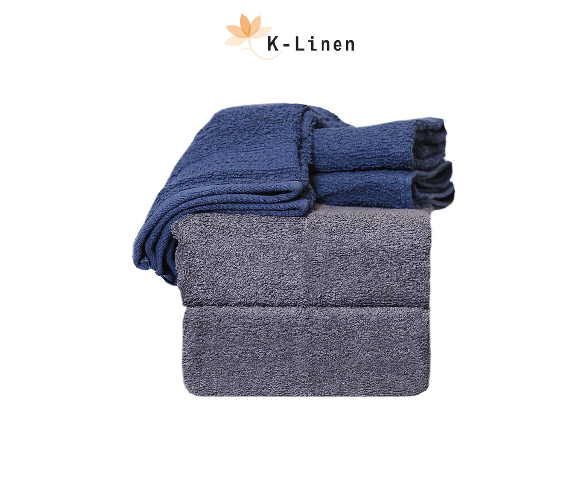 towel set 6 pcs blue blue grey towel.