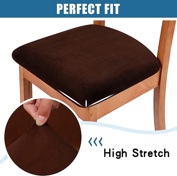 Modern Velvet Dining Chair Seat Cover - Brown