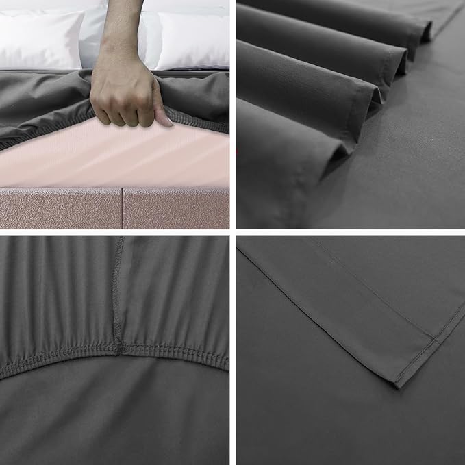 Grey Dyed Solid Bed Sheet Set