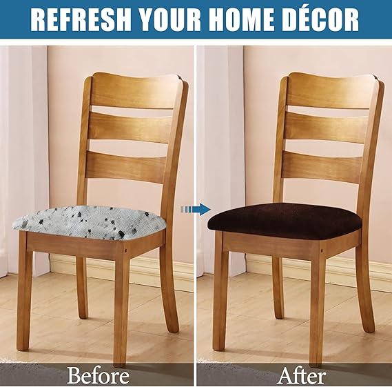 Modern Velvet Dining Chair Seat Cover - Brown