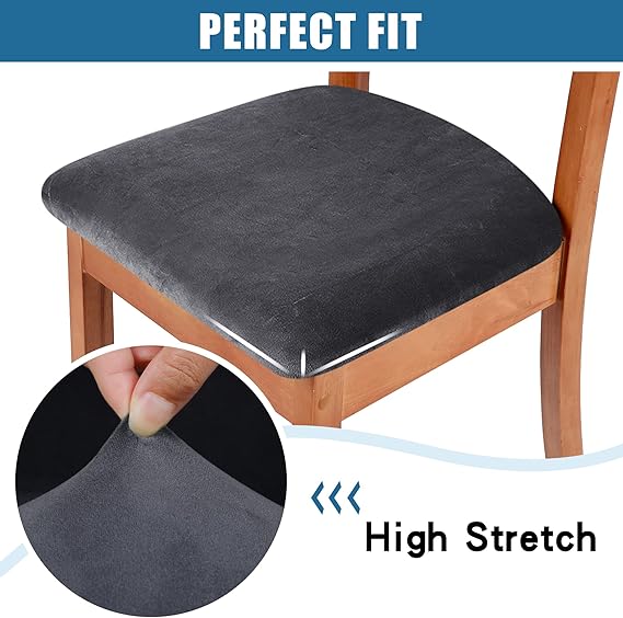 Modern Velvet Dining Chair Seat Cover - Grey