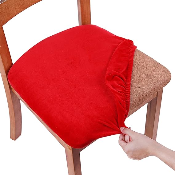 Modern Velvet Dining Chair Seat Cover - Maroon