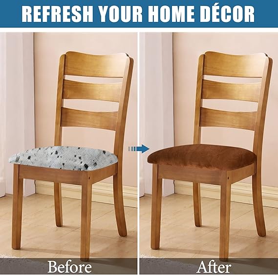 Modern Velvet Dining Chair Seat Cover - Camel
