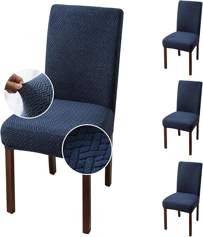 Stripe Jacquard Chair Covers  - Navy Blue