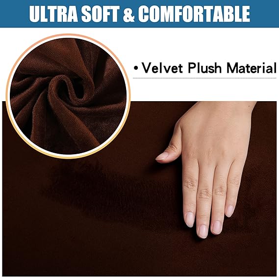 Modern Velvet Dining Chair Seat Cover - Brown