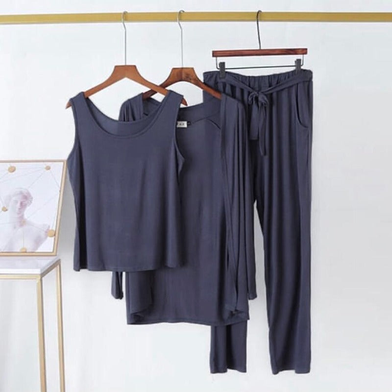 women jersey suit 3 pcs navy blue suit.