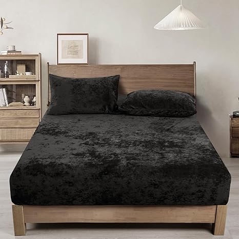 velvet fitted sheet black