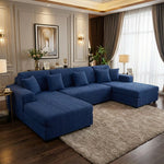 Bohemian L Shape Sofa Cover Navy Blue