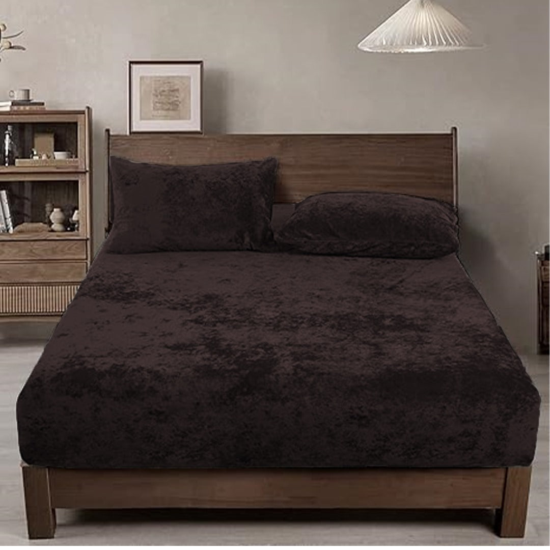 velvet fitted sheet brown