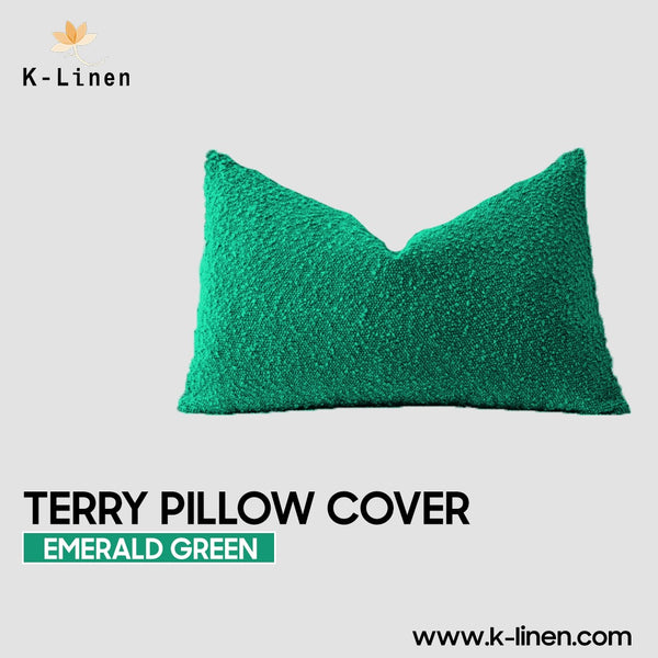 Pair of Terry Pillow Cover - Emerald Green