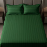 Cotton Sateen Stripe Bed Sheet 3 Pcs Green