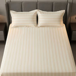 Cotton Sateen Stripe Bed Sheet 3 Pcs Off-White