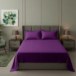 Cotton Sateen Stripe Bed Sheet 3 Pcs Purple