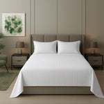 Cotton Sateen Stripe Bed Sheet 3 Pcs White 