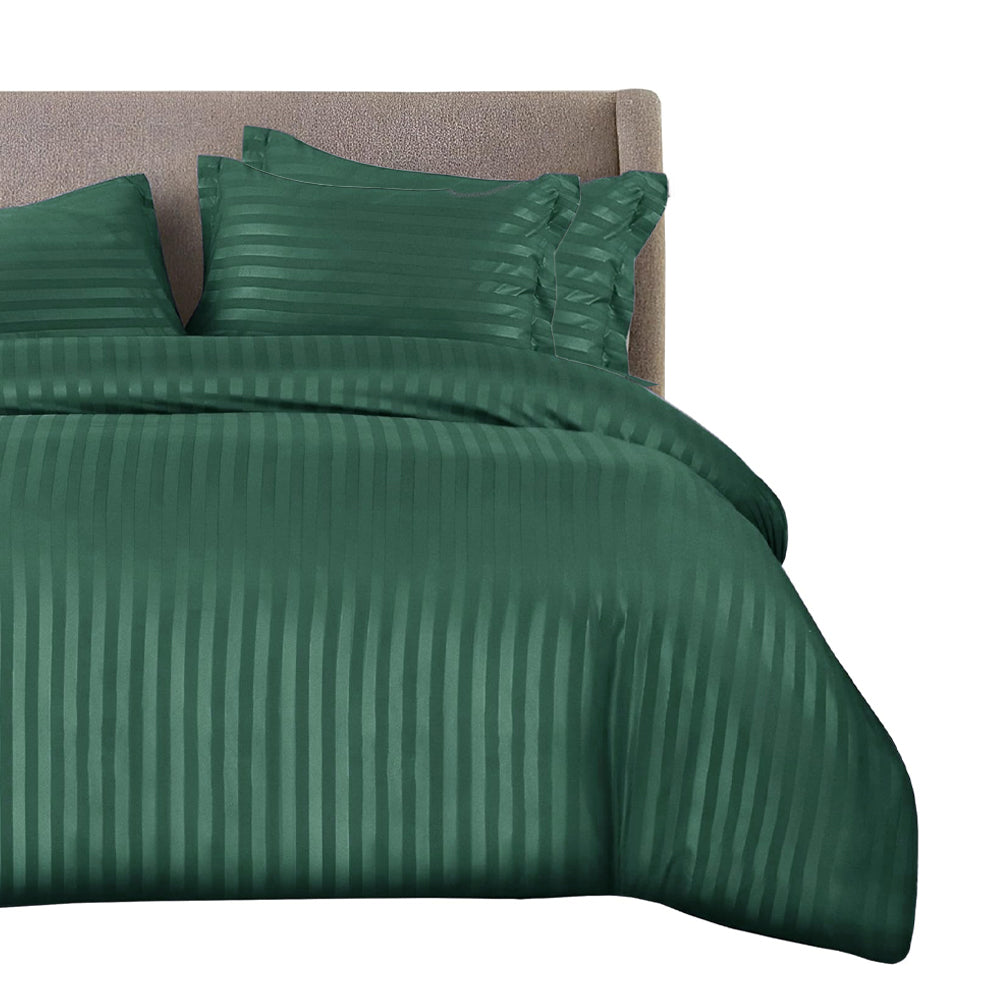 cotton satin stripe bed sheet set 6 pcs set emerald green 1 bed sheet set.