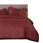 cotton satin stripe bed sheet set 6 pcs set maroon bed sheet set.